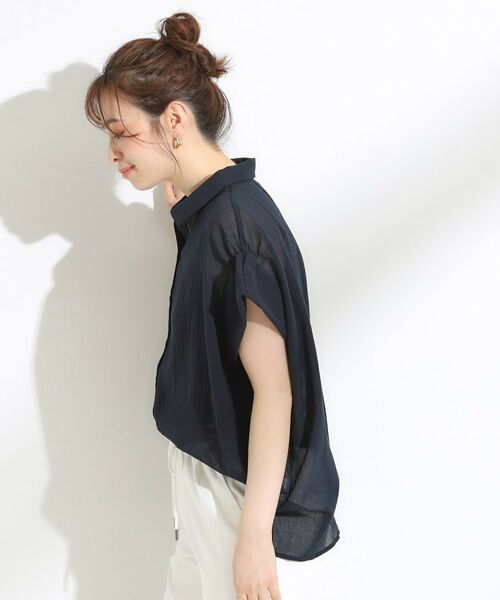 SHOO・LA・RUE / シューラルー シャツ・ブラウス | 【S-LL】さらシャリコットン 上品なシアー感のフロントボタンシャツ | 詳細6