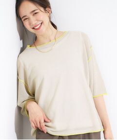 SHOO・LA・RUE / シューラルー その他トップス | 【S-LL/2点セット】配色使いがアクセント 半袖ニット+タンクトップ