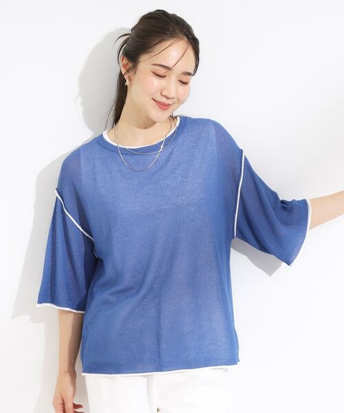 SHOO・LA・RUE / シューラルー その他トップス | 【S-LL/2点セット】配色使いがアクセント 半袖ニット+タンクトップ | 詳細9