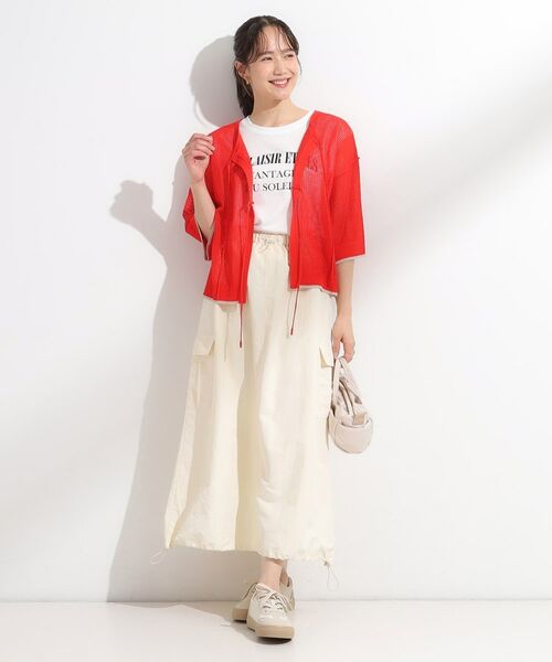 SHOO・LA・RUE / シューラルー その他トップス | 【2点セット/S-LL】メッシュリボン2WAYニット×フレンチスリーブTシャツ | 詳細12