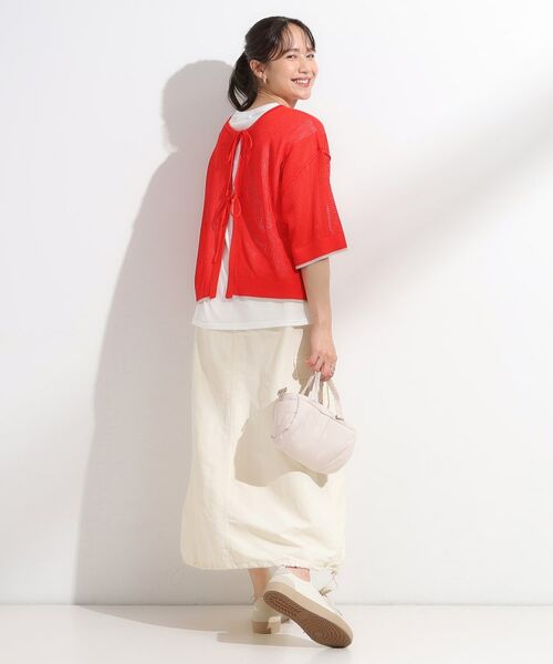 SHOO・LA・RUE / シューラルー その他トップス | 【2点セット/S-LL】メッシュリボン2WAYニット×フレンチスリーブTシャツ | 詳細13