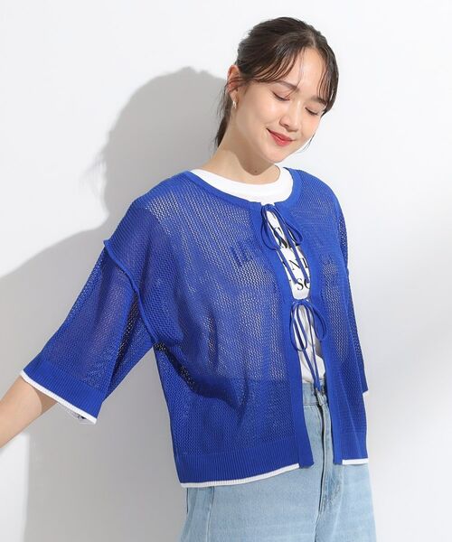 SHOO・LA・RUE / シューラルー その他トップス | 【2点セット/S-LL】メッシュリボン2WAYニット×フレンチスリーブTシャツ | 詳細15