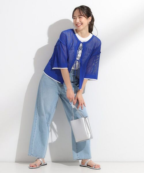 SHOO・LA・RUE / シューラルー その他トップス | 【2点セット/S-LL】メッシュリボン2WAYニット×フレンチスリーブTシャツ | 詳細18