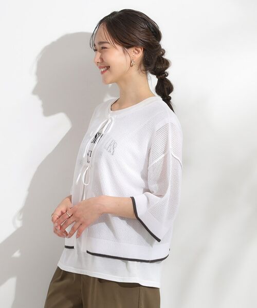 SHOO・LA・RUE / シューラルー その他トップス | 【2点セット/S-LL】メッシュリボン2WAYニット×フレンチスリーブTシャツ | 詳細2