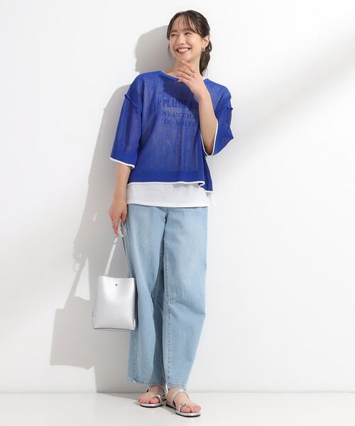 SHOO・LA・RUE / シューラルー その他トップス | 【2点セット/S-LL】メッシュリボン2WAYニット×フレンチスリーブTシャツ | 詳細20