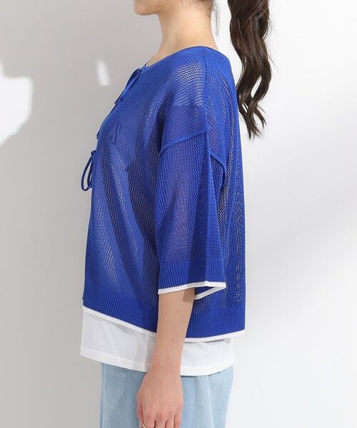 SHOO・LA・RUE / シューラルー その他トップス | 【2点セット/S-LL】メッシュリボン2WAYニット×フレンチスリーブTシャツ | 詳細23