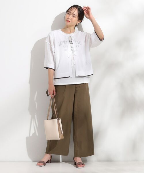 SHOO・LA・RUE / シューラルー その他トップス | 【2点セット/S-LL】メッシュリボン2WAYニット×フレンチスリーブTシャツ | 詳細5