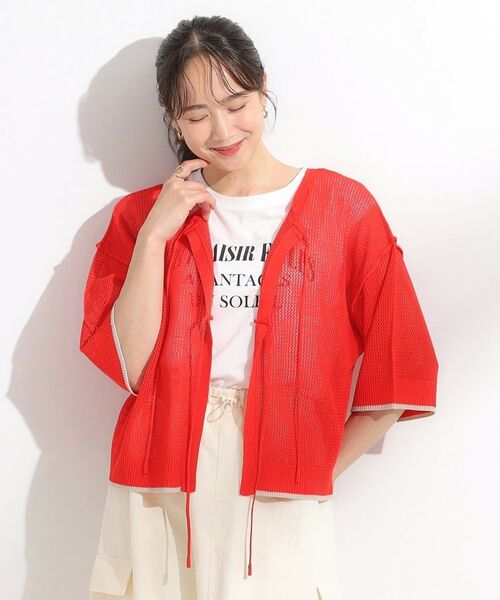 SHOO・LA・RUE / シューラルー その他トップス | 【2点セット/S-LL】メッシュリボン2WAYニット×フレンチスリーブTシャツ | 詳細8