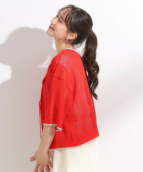 SHOO・LA・RUE / シューラルー その他トップス | 【2点セット/S-LL】メッシュリボン2WAYニット×フレンチスリーブTシャツ | 詳細9