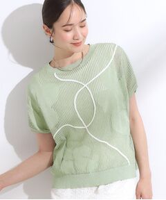 SHOO・LA・RUE / シューラルー ニット・セーター | 【S-LL】にょろにょろ刺繍 透かし編みニット