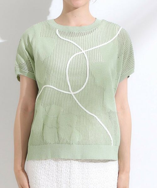 SHOO・LA・RUE / シューラルー ニット・セーター | 【S-LL】にょろにょろ刺繍 透かし編みニット | 詳細13