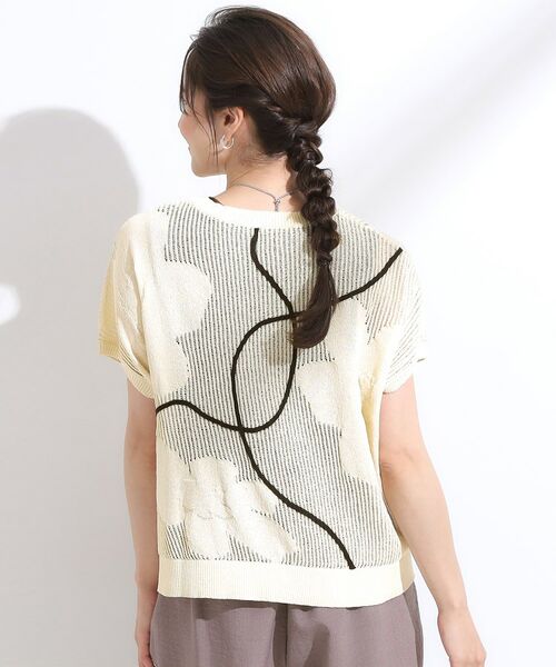 SHOO・LA・RUE / シューラルー ニット・セーター | 【S-LL】にょろにょろ刺繍 透かし編みニット | 詳細2