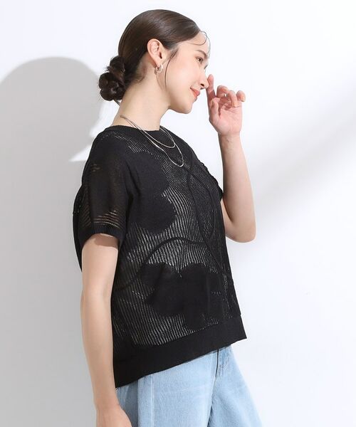 SHOO・LA・RUE / シューラルー ニット・セーター | 【S-LL】にょろにょろ刺繍 透かし編みニット | 詳細6