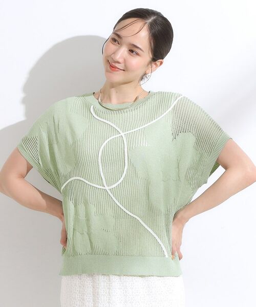 SHOO・LA・RUE / シューラルー ニット・セーター | 【S-LL】にょろにょろ刺繍 透かし編みニット | 詳細9