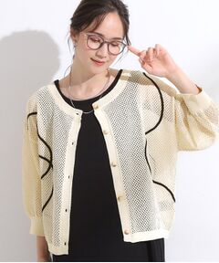 SHOO・LA・RUE / シューラルー カーディガン・ボレロ | 【前後2WAY/S-LL】にょろにょろ刺繍メッシュカーディガン