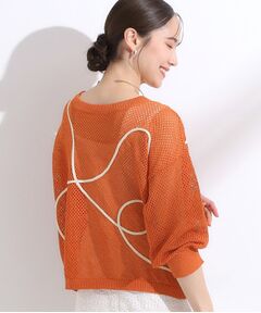 SHOO・LA・RUE / シューラルー カーディガン・ボレロ | 【前後2WAY/S-LL】にょろにょろ刺繍メッシュカーディガン