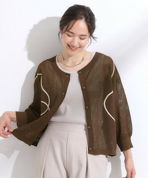 SHOO・LA・RUE / シューラルー カーディガン・ボレロ | 【前後2WAY/S-LL】にょろにょろ刺繍メッシュカーディガン | 詳細15