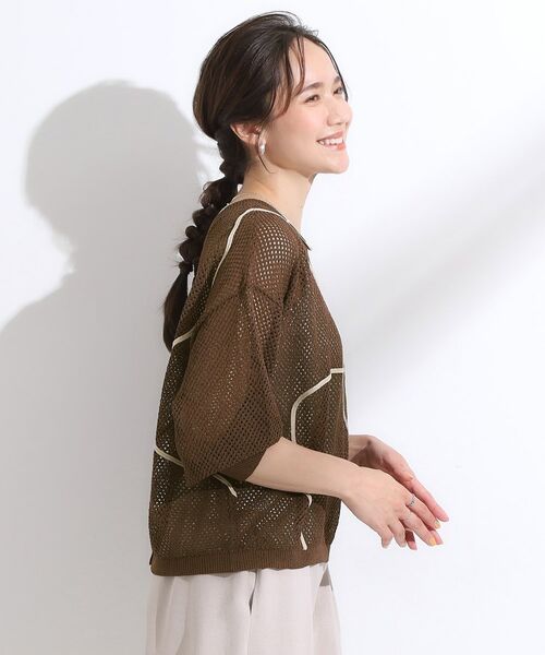 SHOO・LA・RUE / シューラルー カーディガン・ボレロ | 【前後2WAY/S-LL】にょろにょろ刺繍メッシュカーディガン | 詳細18