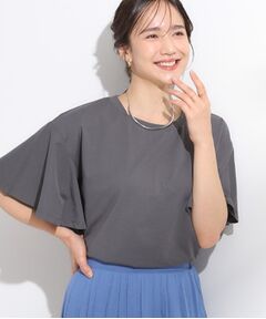 SHOO・LA・RUE / シューラルー Tシャツ | 【S-LL/ひんやり/二の腕カバー】華やかさをプラスする お袖フリルTシャツ