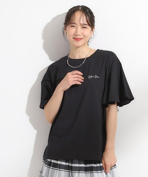 SHOO・LA・RUE / シューラルー Tシャツ | 【S-LL/ひんやり/二の腕カバー】華やかさをプラスする お袖フリルTシャツ | 詳細1