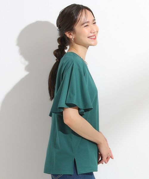 SHOO・LA・RUE / シューラルー Tシャツ | 【S-LL/ひんやり/二の腕カバー】華やかさをプラスする お袖フリルTシャツ | 詳細10
