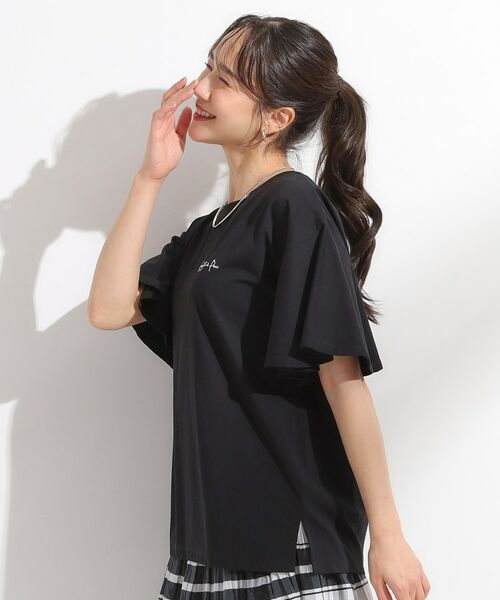 SHOO・LA・RUE / シューラルー Tシャツ | 【S-LL/ひんやり/二の腕カバー】華やかさをプラスする お袖フリルTシャツ | 詳細2