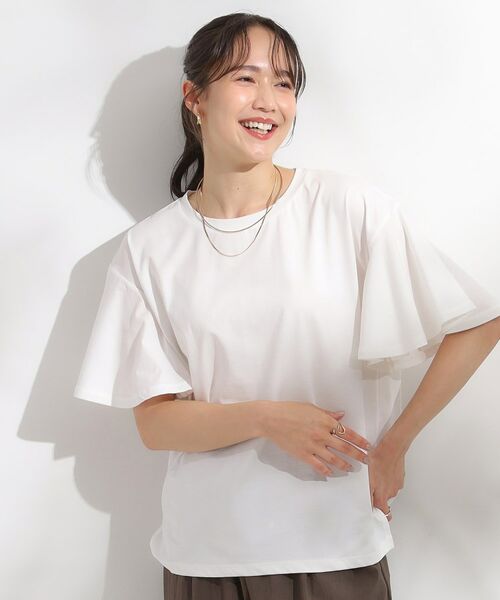 SHOO・LA・RUE / シューラルー Tシャツ | 【S-LL/ひんやり/二の腕カバー】華やかさをプラスする お袖フリルTシャツ | 詳細21