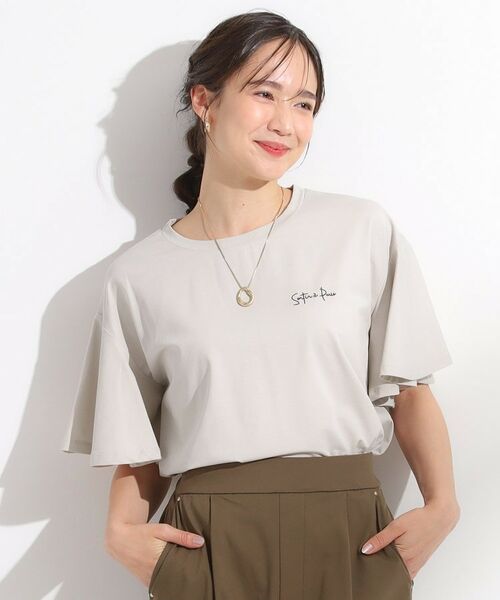 SHOO・LA・RUE / シューラルー Tシャツ | 【S-LL/ひんやり/二の腕カバー】華やかさをプラスする お袖フリルTシャツ | 詳細5