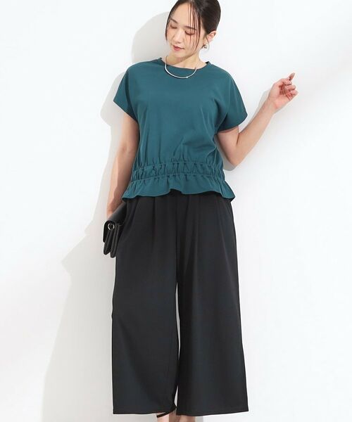 SHOO・LA・RUE/シューラルー 【ひんやり/2点セット】コーデに悩まず決まる トップス+ガウチョパンツ ブルーグリーン(097) 02(M) SHOO・LA・RUE/シューラルー 【ひんやり/2点セット】コーデに悩まず決まる トップス+ガウチョパンツ ブルーグリーン(097) 02(M)