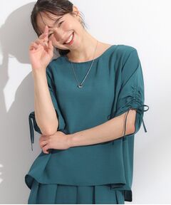 SHOO・LA・RUE / シューラルー シャツ・ブラウス | 【セットアップ可/洗える/S-LL】お袖シャーリング 麻調5分袖ブラウス