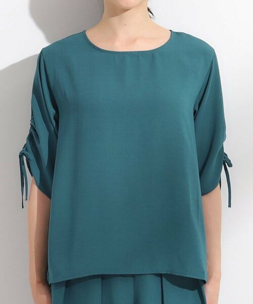 SHOO・LA・RUE / シューラルー シャツ・ブラウス | 【セットアップ可/洗える/S-LL】お袖シャーリング 麻調5分袖ブラウス | 詳細18