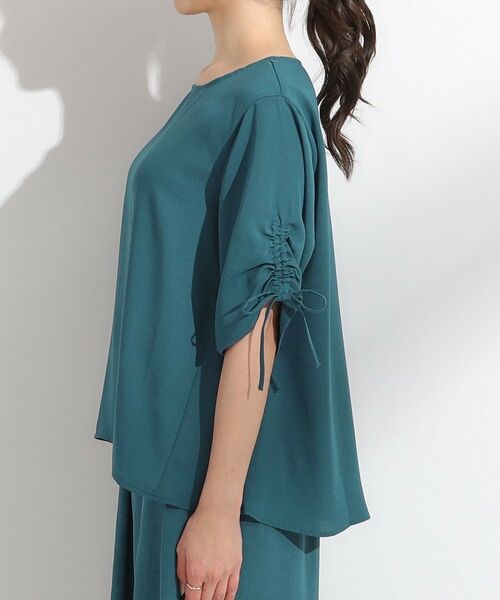 SHOO・LA・RUE / シューラルー シャツ・ブラウス | 【セットアップ可/洗える/S-LL】お袖シャーリング 麻調5分袖ブラウス | 詳細19