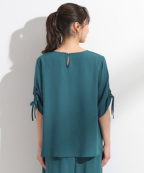 SHOO・LA・RUE / シューラルー シャツ・ブラウス | 【セットアップ可/洗える/S-LL】お袖シャーリング 麻調5分袖ブラウス | 詳細20