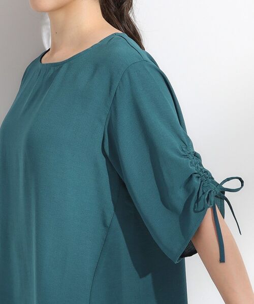 SHOO・LA・RUE / シューラルー シャツ・ブラウス | 【セットアップ可/洗える/S-LL】お袖シャーリング 麻調5分袖ブラウス | 詳細23