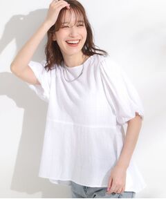 SHOO・LA・RUE / シューラルー シャツ・ブラウス | 【S-LL】バルーン袖で大人可愛く ペプラムブラウス