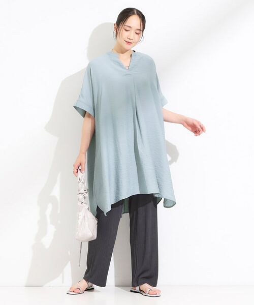 SHOO・LA・RUE / シューラルー チュニック | 【S-LL/ひんやり】涼しく楽に体型カバー　ゆったりスキッパー半袖チュニック | 詳細11