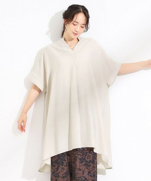 SHOO・LA・RUE / シューラルー チュニック | 【S-LL/ひんやり】涼しく楽に体型カバー　ゆったりスキッパー半袖チュニック | 詳細13