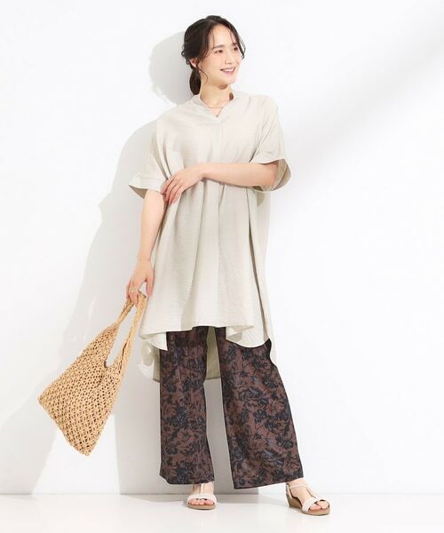 SHOO・LA・RUE / シューラルー チュニック | 【S-LL/ひんやり】涼しく楽に体型カバー　ゆったりスキッパー半袖チュニック | 詳細15