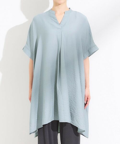 SHOO・LA・RUE / シューラルー チュニック | 【S-LL/ひんやり】涼しく楽に体型カバー　ゆったりスキッパー半袖チュニック | 詳細17