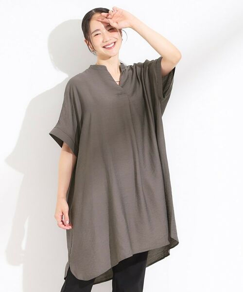 SHOO・LA・RUE / シューラルー チュニック | 【S-LL/ひんやり】涼しく楽に体型カバー　ゆったりスキッパー半袖チュニック | 詳細5