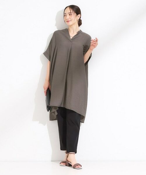 SHOO・LA・RUE / シューラルー チュニック | 【S-LL/ひんやり】涼しく楽に体型カバー　ゆったりスキッパー半袖チュニック | 詳細7