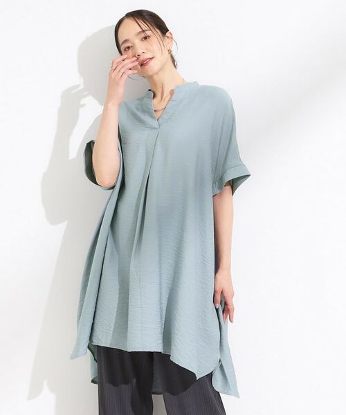 SHOO・LA・RUE / シューラルー チュニック | 【S-LL/ひんやり】涼しく楽に体型カバー　ゆったりスキッパー半袖チュニック | 詳細9