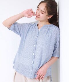 SHOO・LA・RUE / シューラルー シャツ・ブラウス | 【S-LL/2点セット】着るだけでコーデが決まる 麻調5分袖ブラウス＋タンクトップ