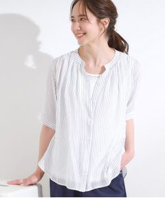 SHOO・LA・RUE / シューラルー シャツ・ブラウス | 【S-LL/2点セット】着るだけでコーデが決まる 麻調5分袖ブラウス＋タンクトップ