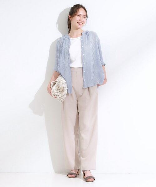 SHOO・LA・RUE / シューラルー シャツ・ブラウス | 【S-LL/2点セット】着るだけでコーデが決まる 麻調5分袖ブラウス+タンクトップ | 詳細11