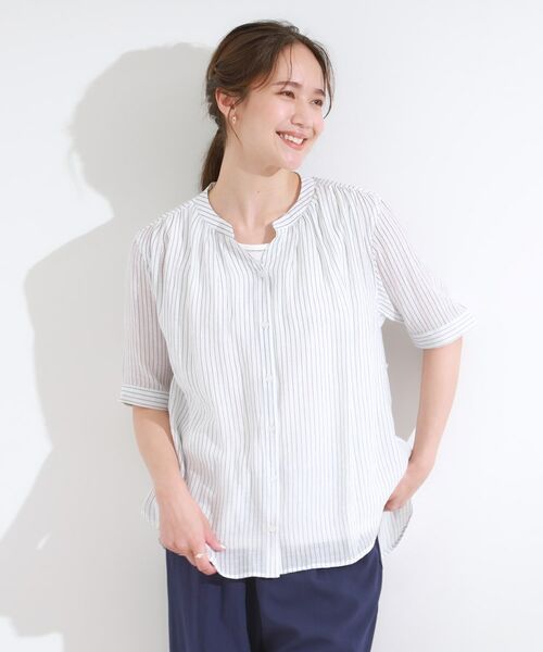 SHOO・LA・RUE / シューラルー シャツ・ブラウス | 【S-LL/2点セット】着るだけでコーデが決まる 麻調5分袖ブラウス+タンクトップ | 詳細13