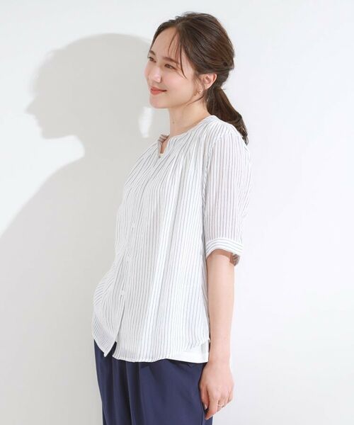 SHOO・LA・RUE / シューラルー シャツ・ブラウス | 【S-LL/2点セット】着るだけでコーデが決まる 麻調5分袖ブラウス+タンクトップ | 詳細14