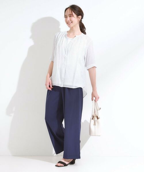 SHOO・LA・RUE / シューラルー シャツ・ブラウス | 【S-LL/2点セット】着るだけでコーデが決まる 麻調5分袖ブラウス+タンクトップ | 詳細15