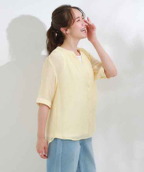 SHOO・LA・RUE / シューラルー シャツ・ブラウス | 【S-LL/2点セット】着るだけでコーデが決まる 麻調5分袖ブラウス+タンクトップ | 詳細18