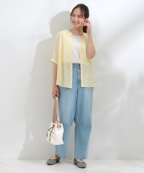 SHOO・LA・RUE / シューラルー シャツ・ブラウス | 【S-LL/2点セット】着るだけでコーデが決まる 麻調5分袖ブラウス+タンクトップ | 詳細19